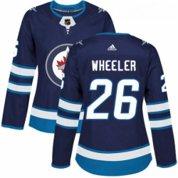 Womens Adidas Winnipeg Jets 26 Blake Wheeler Premier Navy Blue Home NHL Jersey 
