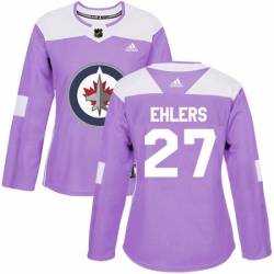 Womens Adidas Winnipeg Jets 27 Nikolaj Ehlers Authentic Purple Fights Cancer Practice NHL Jersey 