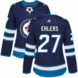 Womens Adidas Winnipeg Jets 27 Nikolaj Ehlers Premier Navy Blue Home NHL Jersey 