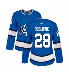 Womens Adidas Winnipeg Jets 28 Jack Roslovic Premier Blue Alternate NHL Jersey 
