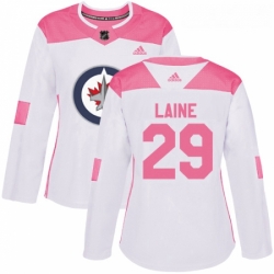 Womens Adidas Winnipeg Jets 29 Patrik Laine Authentic WhitePink Fashion NHL Jersey 
