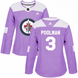 Womens Adidas Winnipeg Jets 3 Tucker Poolman Authentic Purple Fights Cancer Practice NHL Jersey 
