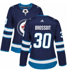 Womens Adidas Winnipeg Jets 30 Laurent Brossoit Authentic Navy Blue Home NHL Jersey 