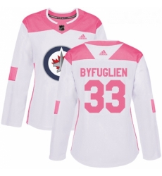 Womens Adidas Winnipeg Jets 33 Dustin Byfuglien Authentic WhitePink Fashion NHL Jersey 