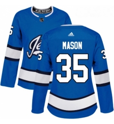 Womens Adidas Winnipeg Jets 35 Steve Mason Authentic Blue Alternate NHL Jersey 
