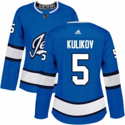 Womens Adidas Winnipeg Jets 5 Dmitry Kulikov Authentic Blue Alternate NHL Jersey 