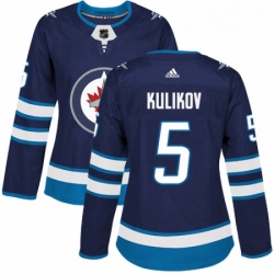 Womens Adidas Winnipeg Jets 5 Dmitry Kulikov Authentic Navy Blue Home NHL Jersey 