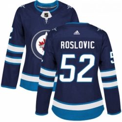 Womens Adidas Winnipeg Jets 52 Jack Roslovic Premier Navy Blue Home NHL Jersey 