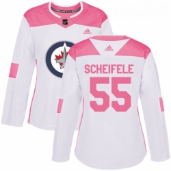 Womens Adidas Winnipeg Jets 55 Mark Scheifele Authentic WhitePink Fashion NHL Jersey 