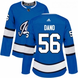 Womens Adidas Winnipeg Jets 56 Marko Dano Authentic Blue Alternate NHL Jersey 