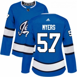 Womens Adidas Winnipeg Jets 57 Tyler Myers Authentic Blue Alternate NHL Jersey 