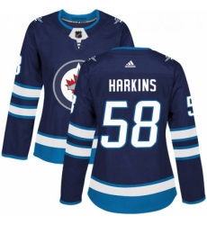 Womens Adidas Winnipeg Jets 58 Jansen Harkins Premier Navy Blue Home NHL Jersey 