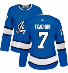 Womens Adidas Winnipeg Jets 7 Keith Tkachuk Authentic Blue Alternate NHL Jersey 