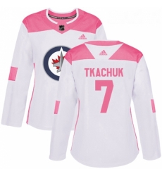 Womens Adidas Winnipeg Jets 7 Keith Tkachuk Authentic WhitePink Fashion NHL Jersey 