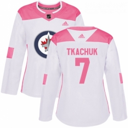 Womens Adidas Winnipeg Jets 7 Keith Tkachuk Authentic WhitePink Fashion NHL Jersey 