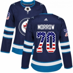 Womens Adidas Winnipeg Jets 70 Joe Morrow Authentic Navy Blue USA Flag Fashion NHL Jerse