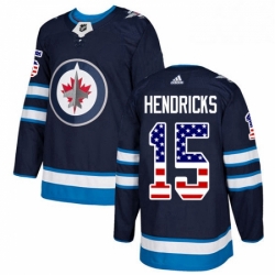 Youth Adidas Winnipeg Jets 15 Matt Hendricks Authentic Navy Blue USA Flag Fashion NHL Jersey 