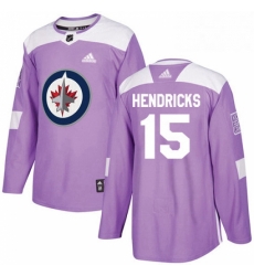 Youth Adidas Winnipeg Jets 15 Matt Hendricks Authentic Purple Fights Cancer Practice NHL Jersey 