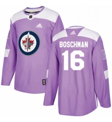Youth Adidas Winnipeg Jets 16 Laurie Boschman Authentic Purple Fights Cancer Practice NHL Jersey 