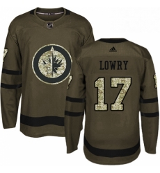 Youth Adidas Winnipeg Jets 17 Adam Lowry Authentic Green Salute to Service NHL Jersey 