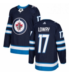 Youth Adidas Winnipeg Jets 17 Adam Lowry Premier Navy Blue Home NHL Jersey 