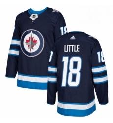 Youth Adidas Winnipeg Jets 18 Bryan Little Authentic Navy Blue Home NHL Jersey 