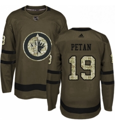 Youth Adidas Winnipeg Jets 19 Nic Petan Authentic Green Salute to Service NHL Jersey 