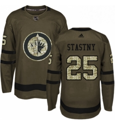 Youth Adidas Winnipeg Jets 25 Paul Stastny Premier Green Salute to Service NHL Jersey 
