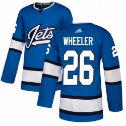 Youth Adidas Winnipeg Jets 26 Blake Wheeler Authentic Blue Alternate NHL Jersey 