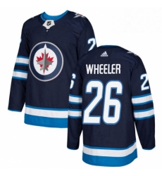 Youth Adidas Winnipeg Jets 26 Blake Wheeler Premier Navy Blue Home NHL Jersey 