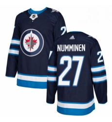 Youth Adidas Winnipeg Jets 27 Teppo Numminen Authentic Navy Blue Home NHL Jersey 