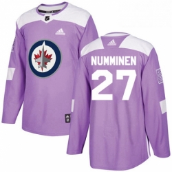 Youth Adidas Winnipeg Jets 27 Teppo Numminen Authentic Purple Fights Cancer Practice NHL Jersey 