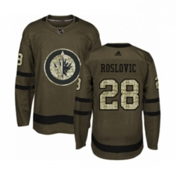 Youth Adidas Winnipeg Jets 28 Jack Roslovic Authentic Green Salute to Service NHL Jersey 