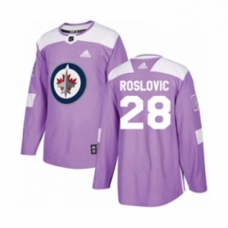 Youth Adidas Winnipeg Jets 28 Jack Roslovic Authentic Purple Fights Cancer Practice NHL Jersey 