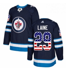 Youth Adidas Winnipeg Jets 29 Patrik Laine Authentic Navy Blue USA Flag Fashion NHL Jersey 