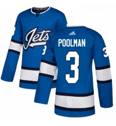 Youth Adidas Winnipeg Jets 3 Tucker Poolman Authentic Blue Alternate NHL Jersey 