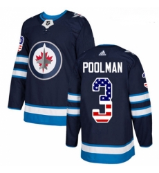 Youth Adidas Winnipeg Jets 3 Tucker Poolman Authentic Navy Blue USA Flag Fashion NHL Jersey 