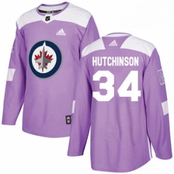 Youth Adidas Winnipeg Jets 34 Michael Hutchinson Authentic Purple Fights Cancer Practice NHL Jersey 