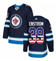 Youth Adidas Winnipeg Jets 39 Tobias Enstrom Authentic Navy Blue USA Flag Fashion NHL Jersey 