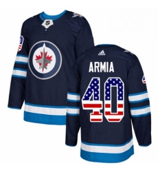 Youth Adidas Winnipeg Jets 40 Joel Armia Authentic Navy Blue USA Flag Fashion NHL Jersey 
