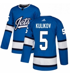 Youth Adidas Winnipeg Jets 5 Dmitry Kulikov Authentic Blue Alternate NHL Jersey 