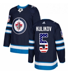 Youth Adidas Winnipeg Jets 5 Dmitry Kulikov Authentic Navy Blue USA Flag Fashion NHL Jersey 