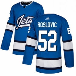 Youth Adidas Winnipeg Jets 52 Jack Roslovic Authentic Blue Alternate NHL Jersey 