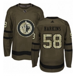 Youth Adidas Winnipeg Jets 58 Jansen Harkins Authentic Green Salute to Service NHL Jersey 