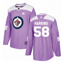 Youth Adidas Winnipeg Jets 58 Jansen Harkins Authentic Purple Fights Cancer Practice NHL Jersey 