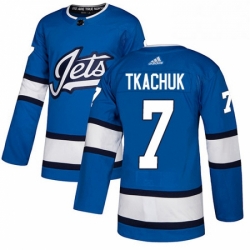 Youth Adidas Winnipeg Jets 7 Keith Tkachuk Authentic Blue Alternate NHL Jersey 