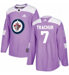 Youth Adidas Winnipeg Jets 7 Keith Tkachuk Authentic Purple Fights Cancer Practice NHL Jersey 