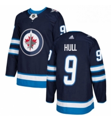Youth Adidas Winnipeg Jets 9 Bobby Hull Authentic Navy Blue Home NHL Jersey 