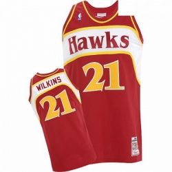 Mens Adidas Atlanta Hawks 21 Dominique Wilkins Authentic Red Throwback NBA Jersey