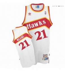 Mens Adidas Atlanta Hawks 21 Dominique Wilkins Swingman White Throwback NBA Jersey